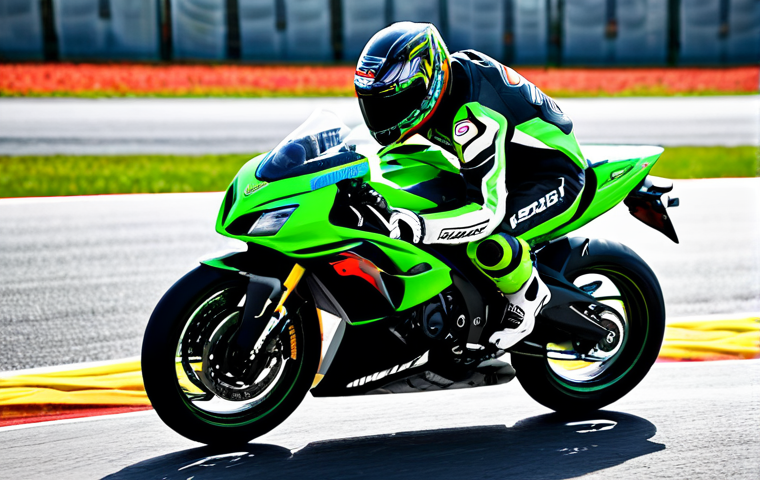 **A professional motorcycle racer, fully geared up in a Dainese racing suit and Alpinestars GP Pro R3 gloves, sitting on a Kawasaki Ninja at the Moscow Raceway. Focus on the gloves and suit details. Safe for work, appropriate content, professional image, perfect anatomy, natural proportions.**