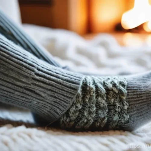 Home 20 겨울철 발 보습 양말 - **Prompt:** A close-up, warm-toned photograph of a woman's feet, initially appearing a bit dry and r...